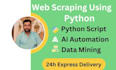 do python web scraping, data extraction and web automation