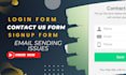 create or fix login form, contact form, sign up form and email sending issues