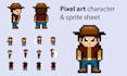 design pixel art sprite sheet, animation, pixel art background and tile set