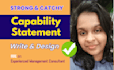 write and design a professional capability statement, business plan