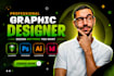 do graphic design, adobe illustrator, adobe photoshop and logo artisit