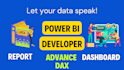 create power bi report, dashboard, dax, and do data modeling