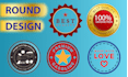 design circular round, label, sticker, patch, badge, stamp logo