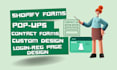 shopify pop up design, shopify contact form design, custom shopify forms design