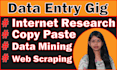 do data entry copy paste internet research data mining web scraping job