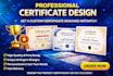 design unique and elegant certificate for graduation, diploma, and training
