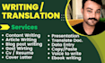 write artical, blog, ebook and i do translation