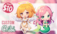 draw custom cute chibi character for pfp, oc, stickers or fanart