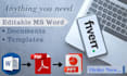 convert pdf to ms word, format, redesign word template, ppt