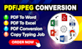 do convert pdf to word, jpge to word conversion