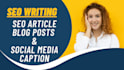 write SEO articles, newsletter, carousel and social media caption and posts