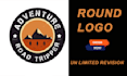 design round sticker, badge, logo, label, patch, decal design