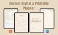 design etsy digital planner, printable planner with digital stickers