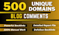 do 500 unique dofollow blog comments SEO backlinks on da 30