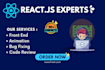 expert react js developer for front end, web animation, bug fixing, code review