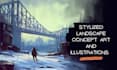 paint professional landscape concept art in painterly style