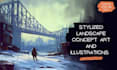 paint professional landscape concept art in painterly style