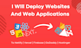 deploy react js next js website and web application to netlify, vercel