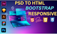 convert PSD to HTML, xd to HTML, figma to HTML, any design to html