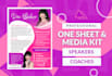 design a professional speaker sheet, media kit, one sheet, press release, epk
