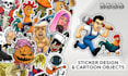 draw custom cartoon sticker design, clip art and vinyl
