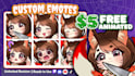 draw custom twitch chibi emotes and kick animated emotes for your vtuber stream