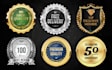 design award badge, 3d seal, certification stamp round logo, monogram, sticker