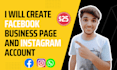create a facebook business page and instragram account