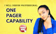 create professional one pager, flyer or brochure for your business