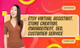 etsy virtual assistant, grow shop with SEO, listing optimization, customer servi