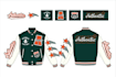 design of streetwear varsity jacket, letterman and clothing