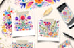 make fantastic nature, boho, line art seamless pattern