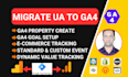 do ua to ga4 migration and set up google analytics 4 via GTM