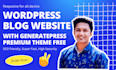 create wordpress blog website with generatepress premium theme