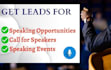 search public speaking opportunities, leads niche specific