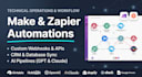 build custom make or zapier automations with webhooks and API integration