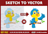 convert sketch to vector illustration, redraw logo or images