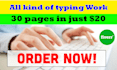 do a fast typing job, retype pages, pdf to word, your typist