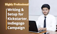 write and create kickstarter or indiegogo campaign