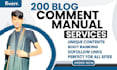 do 200 unique blog comments off page SEO permanent backlinks