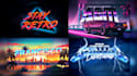 create a 3d logo design in synthwave 80s retro style