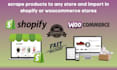scrape products and upload in shopify or woocommerce stores
