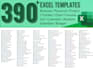 provide 390 excel templates business, personal, tracker, analysis, calendar etc