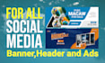 design facebook, linkedin, twitter, and youtube banner, cover, header