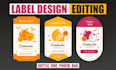 quickly edit resize update product label, packaging design
