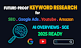 keyword research for SEO, google, youtube,  amazon, PPC ads