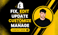 fix, edit, update, and customize shopify website
