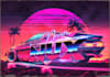 do 80s retrowave logo designs and futuristic synthwave style