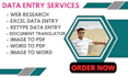 do data entry, convert data, retype, and insert data