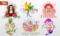 create beautiful feminine flower boho watercolor logo